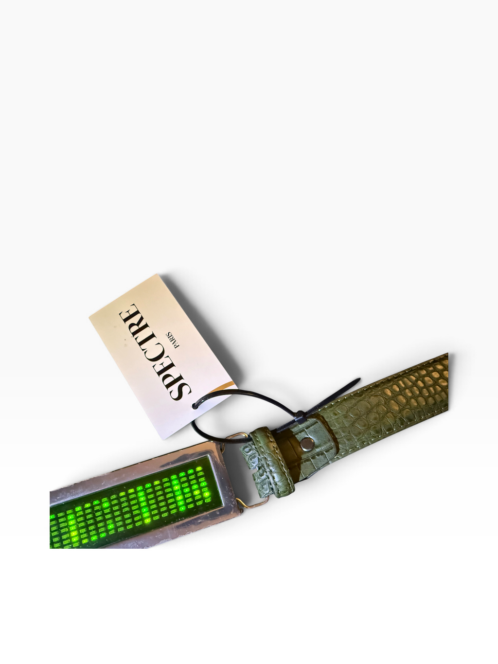 Ceinture SPECTRE PARIS — Édition Croco Kaki LED Verte