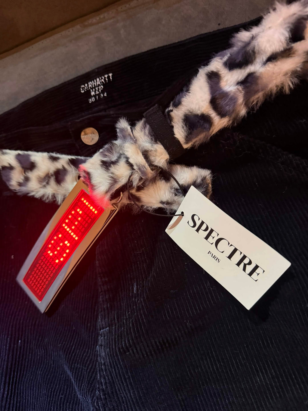 Ceinture SPECTRE PARIS — Édition Fourrure Léopard Large LED